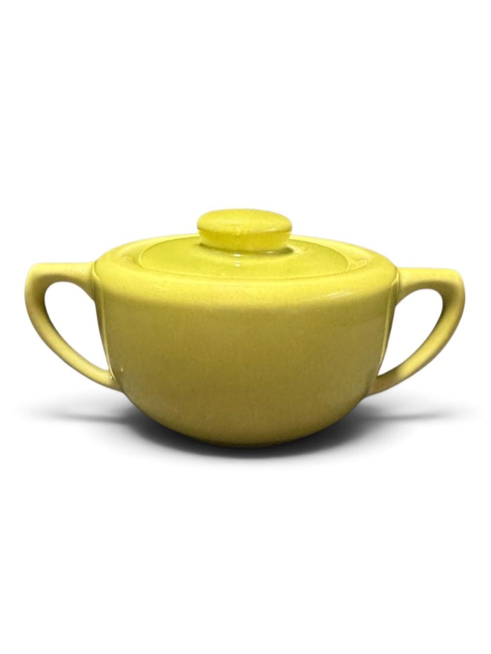 Rare Vintage Bauer Plainware Pottery Sugar Bowl in Chartreuse